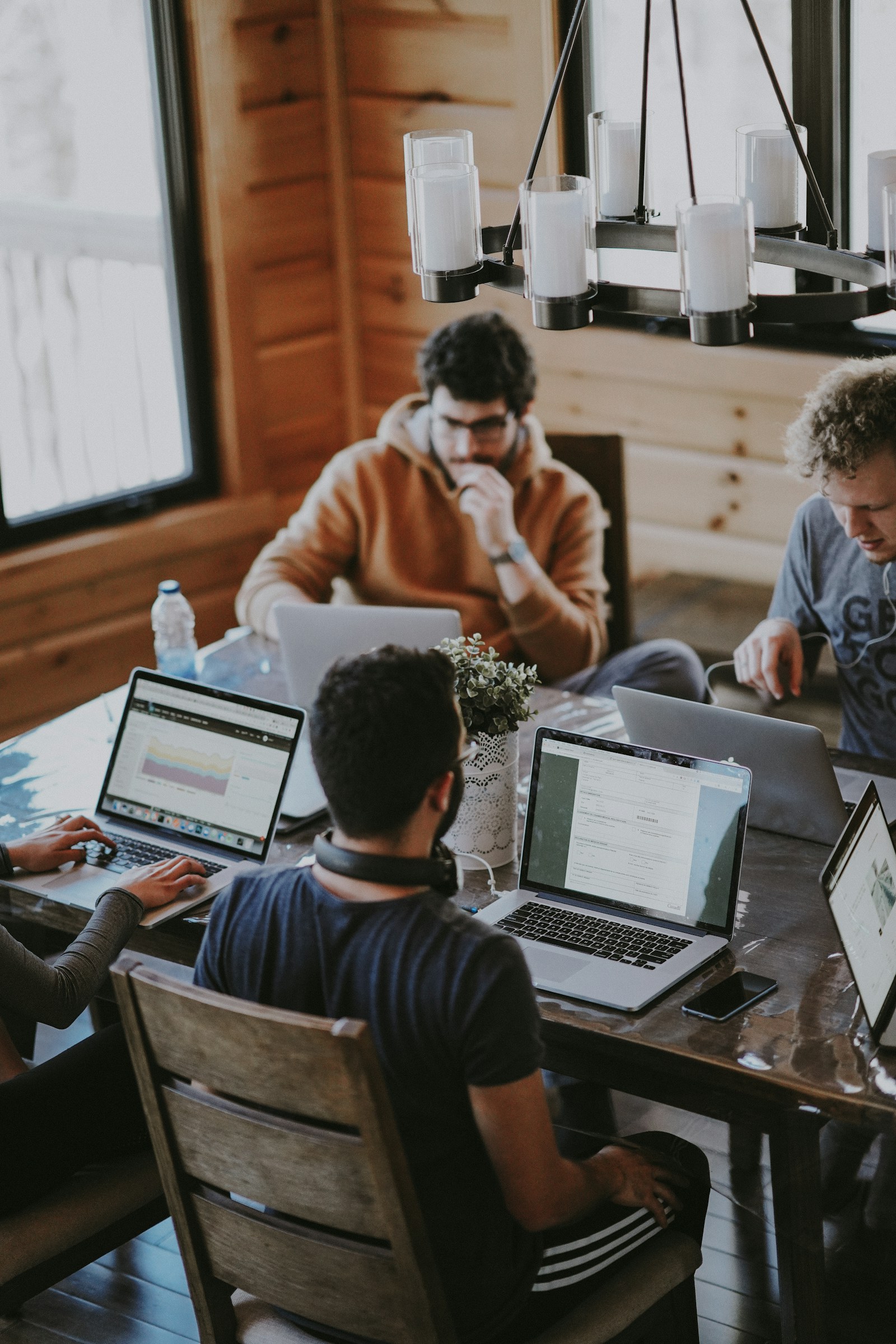 A research team collaborating around a shared table